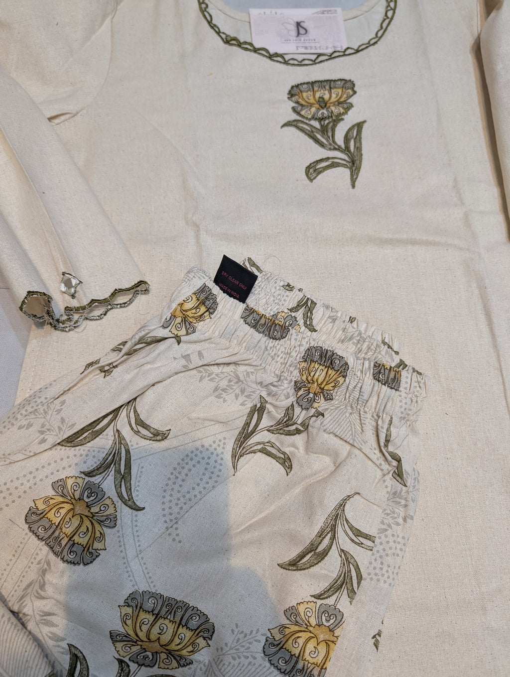 Two piece natural cotton ready to wear set